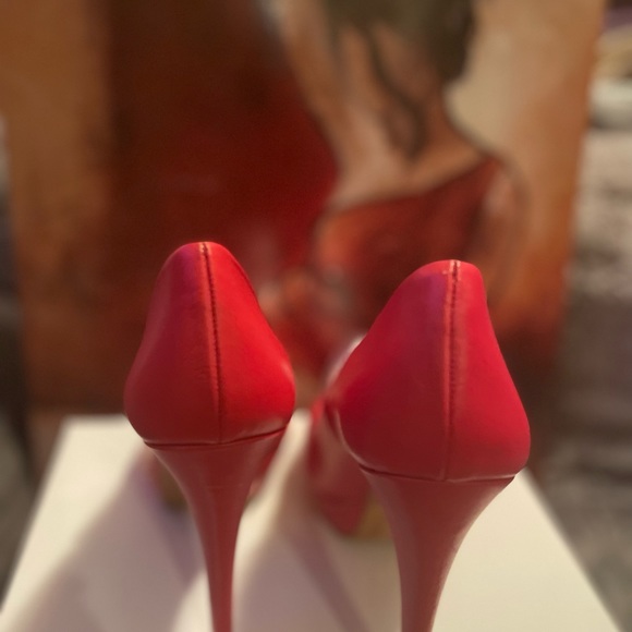 ZARA PEEP TOE red heels size 40/ 8.5 - Picture 3 of 5